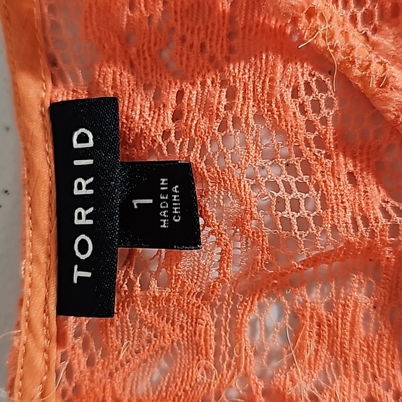 Torrid Tangerine Chiffon look /stretch Lace trim Plus Size 1X Lightweight VGUC * - Picture 12 of 15